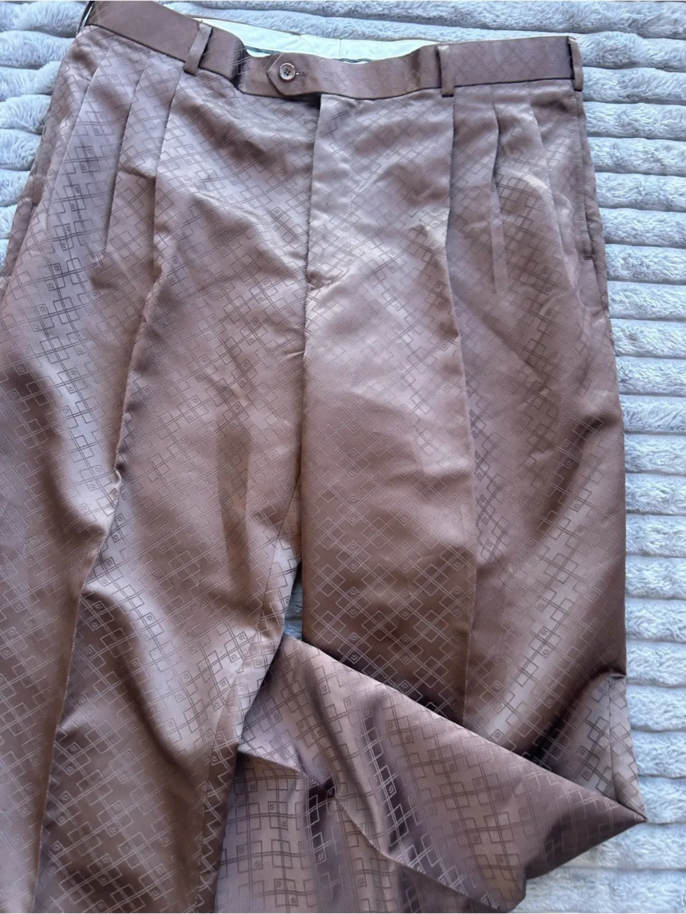 J. Vutal Set Brown long-sleeve button-down shirt/ Brown Matching Pants